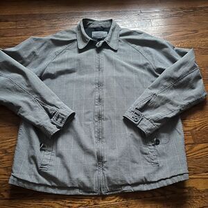 Old Navy XXL Men's Houndstooth Coach Jacket Gray Plaid Full Zip Casual